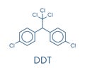 DDT dichlorodiphenyltrichloroethane molecule. Controversial pesticide, used in agriculture and for malaria disease vector.