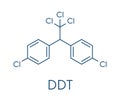 DDT dichlorodiphenyltrichloroethane molecule. Controversial pesticide, used in agriculture and for malaria disease vector.