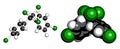 DDT (dichlorodiphenyltrichloroethane) molecule. Controversial pesticide, used in agriculture and for malaria disease vector