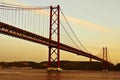 25 de Abril Bridge in Lisbon, Portugal, with a filter effect Royalty Free Stock Photo