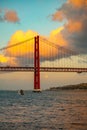 The 25 de Abril Bridge over the Tagus river in Lisbon Royalty Free Stock Photo