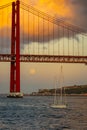 The 25 de Abril Bridge over the Tagus river in Lisbon Royalty Free Stock Photo