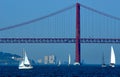 25 de abril bridge over Tagus river in Lisbon Royalty Free Stock Photo