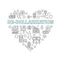 De-Dollarization vector heart shaped banner - Dollar US Currency Dedollarisation illustration Royalty Free Stock Photo
