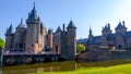 De Haar castle on the lake, Holland. Famous castles of Netherlands Royalty Free Stock Photo