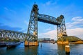 De Hef or Koningshavenbrug railway lift bridge over the Koningshaven in Rotterdam Royalty Free Stock Photo