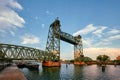 De Hef or Koningshavenbrug railway lift bridge over the Koningshaven in Rotterdam Royalty Free Stock Photo