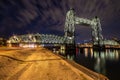 The De Hef (Koningshaven Bridge) illuminated by lights at night in Rotterdam, Netherlands Royalty Free Stock Photo