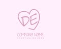 DE Initial handwriting with heart frame Royalty Free Stock Photo