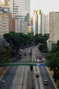 9 de julho avenue in Sao Paulo city. high angle view