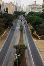 9 de julho avenue in Sao Paulo city. high angle view