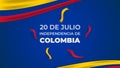 20 de julio Colombia independence day background with wavy flags