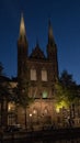 De Krijtberg Kerk at night, a Roman Catholic Church in Amsterdam loacted at the Singel Royalty Free Stock Photo