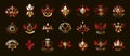 De Lis vintage heraldic emblems vector big set, antique heraldry symbolic badges and awards collection with lily flower symbol,