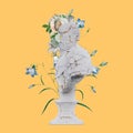 de Medici statues 3d render, collage with flower petals compositions for your work