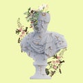 de Medici statues 3d render, collage with flower petals compositions for your work