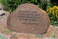 Engraved rock honoring Laura Ingalls Wilder