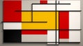 De Stijl Art Wallpaper: Yellow, Red, And White Squares In Bauhaus Style Royalty Free Stock Photo