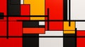 De Stijl Inspired Digital Art Wallpaper In Red, Yellow, And Black Royalty Free Stock Photo