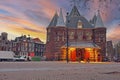De Waag building in Amsterdam the Netherlands at dusk Royalty Free Stock Photo