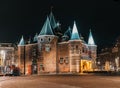 De Waag castle in night Amsterdam