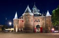De Waag weigh house in Amsterdam at night, Netherlands Royalty Free Stock Photo
