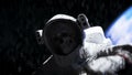 Dead astronaut in outer space. Cadaver. 3d rendering.