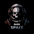 A dead astronaut in a space helmet on a dark background. Vector illustration.