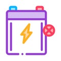 Dead Battery Icon Vector Outline Illustration