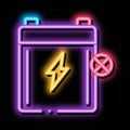 Dead Battery neon glow icon illustration