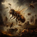 of dead bees, isolated Made With Generative AI illustration