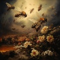 of dead bees, isolated Made With Generative AI illustration