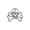 dead bones line illustration icon on white background Royalty Free Stock Photo