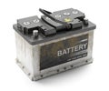 Dead car rusty battery. Recycling Royalty Free Stock Photo