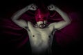 Dead, Carnival, Halloween, Blood, Scary, Male vampire with huge Royalty Free Stock Photo