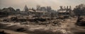 The town has been burned from the forest fires, Generative AI