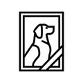 dead dog pet photo line icon vector illustration