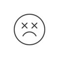 Dead emoticon outline icon