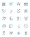 Dead-end careers linear icons set. Stagnancy, Unfulfilling, Limited, Mundane, Frustration, Regret, Stuck line vector and Royalty Free Stock Photo