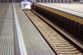 Dead end railway track. The train does not go any further. Station Sochi. Royalty Free Stock Photo