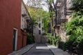 Dead End Street with Old Brick Apartment Buildings in Greenwich Village of New York City Royalty Free Stock Photo