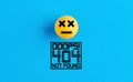 Dead face emoticon or icon on a ball with the error message 404 not found Royalty Free Stock Photo