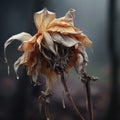 A dead flower in the middle of the forest, AI