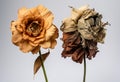 dead flowers, front view, product photography, two tone background - generative Ai illustration