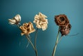 dead flowers, front view, product photography, two tone background - generative Ai illustration