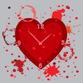 Abstract clock in concept Dead line Hour with blood clot art