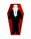 Dead man in coffin isolated. corpse in casket on white background. Religion illustration. Deceased