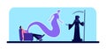 Dead man and grim reaper flat color vector illustration Royalty Free Stock Photo