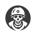 Skull soldier Vector silhouette sign.