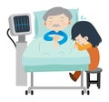 Dead man on hospital bed and girl crying Royalty Free Stock Photo